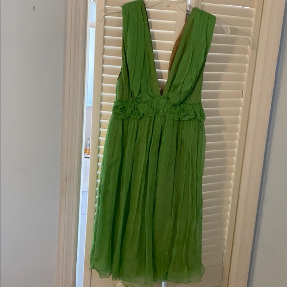 Leon Max lime green silk dress
